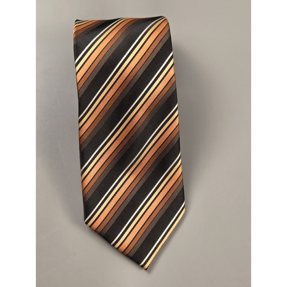 Men's Neck Tie 70s Vibes Stripes Brown Orange by Croft & Barrow